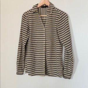 The limited Black and Tan striped blouse